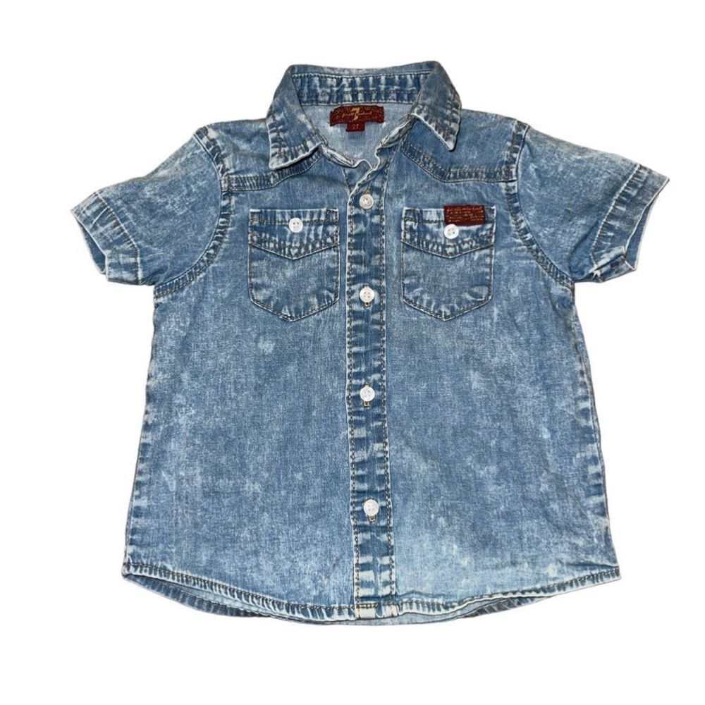 Boys 7 For All Mankind Jeans Button Up Shirt Size 2T Blue